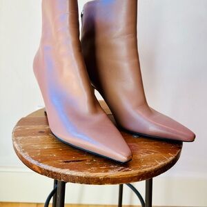 Marc Fisher Tan Pointed-Toe Heeled Boots